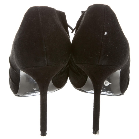 PIERRE Hardy Size 38.5 Black Suede Open-toe Ruched Ankle Booties - Picture 4 of 5